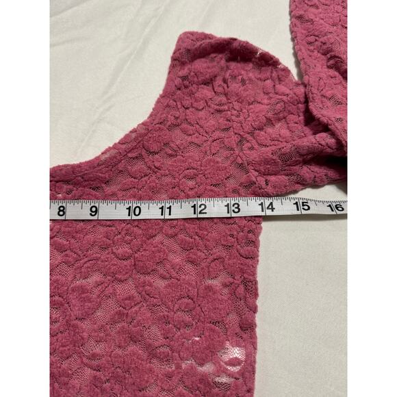 Mossimo Supply Co. Feminine Floral Lace Cropped Top Pink Long Sleeve XS NWT - Picture 8 of 9